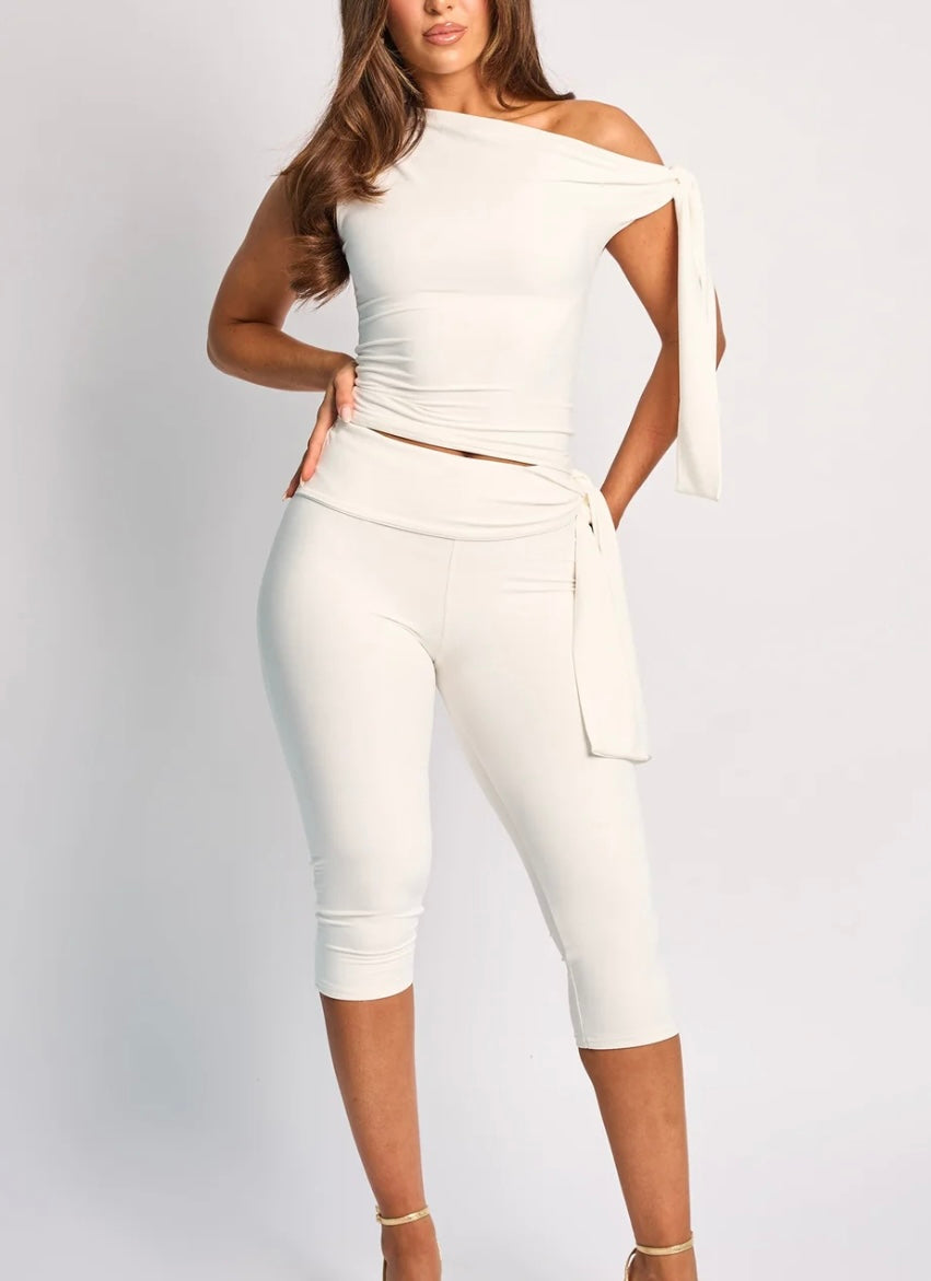 Tossy White Shorts 2 Piece-Set Female See-Through Slim Pleated Fashion Cropped Top And High Waist Shorts Sets Women's Outfits