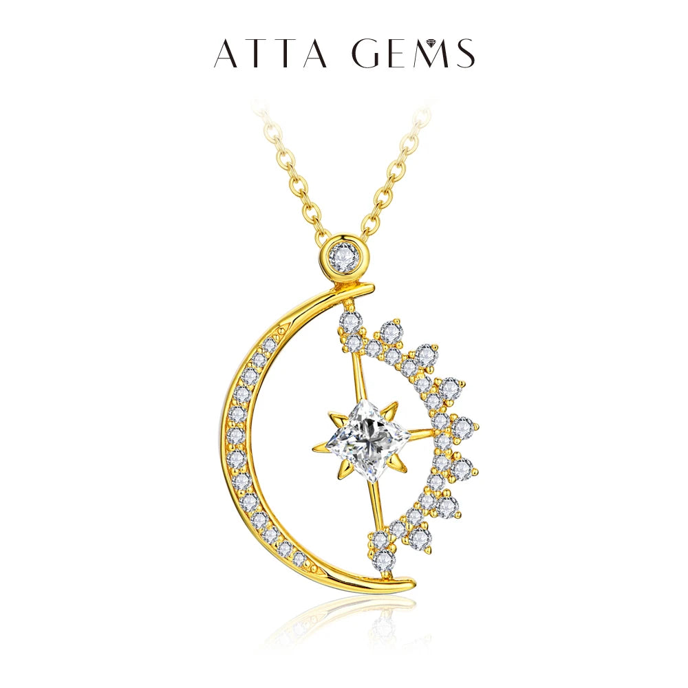 ATTAGEMS 2024 Luxury Moissanite Pendant Necklace For Women High Quality 925 Sterling Silver Wedding Party Bridal Fine Jewelry