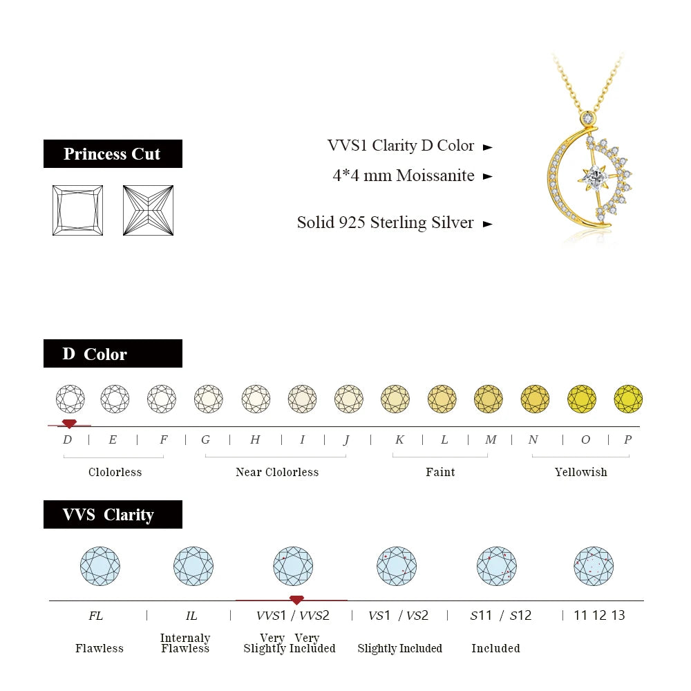 ATTAGEMS 2024 Luxury Moissanite Pendant Necklace For Women High Quality 925 Sterling Silver Wedding Party Bridal Fine Jewelry