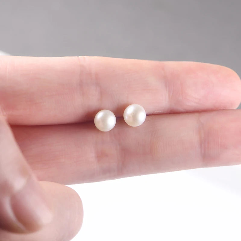 ATTAGEMS Natural Freshwater Pearl Stud Earrings For Women Real 925 Sterling Silver Jewelry for Engagement Wedding Gift Wholesale