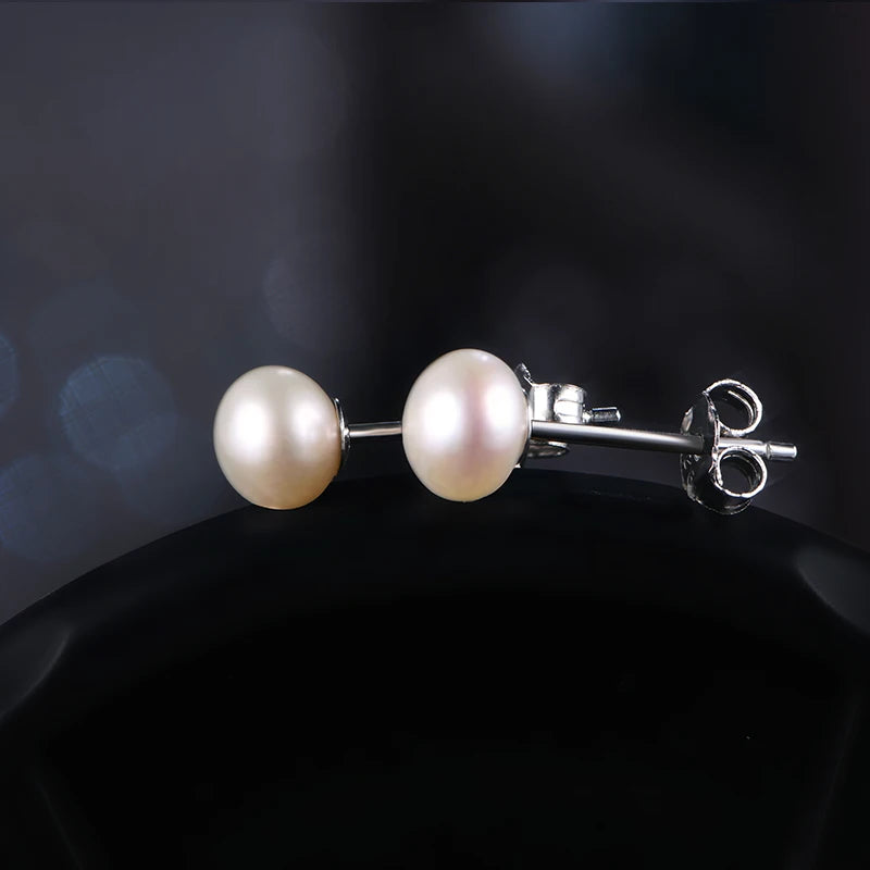 ATTAGEMS Natural Freshwater Pearl Stud Earrings For Women Real 925 Sterling Silver Jewelry for Engagement Wedding Gift Wholesale