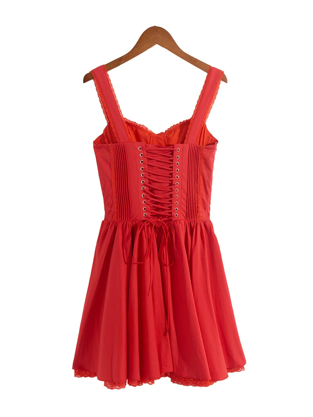 Date Night Party Mini Red Dress Back Lace Up Sexy Corset Style Dress Sweetheart Neck Sleeveless Strap Summer Dress Women 2024