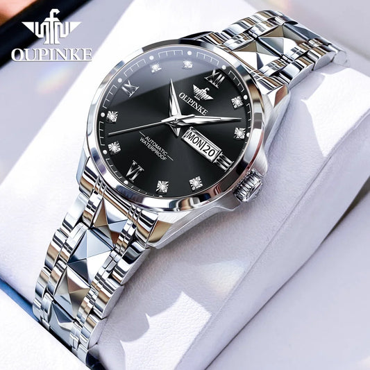 OUPINKE Original Top Brand Automatic Watch for Women Mechanical Waterproof Stainless Steel Calendar Elagant Ladies Wrist Watches